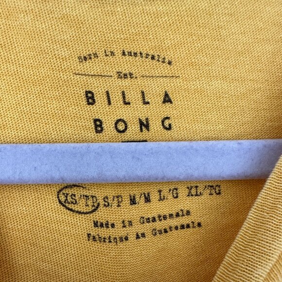 Billabong Gold Oversized Graphic Mustard Stoked Tee Shirt in Size Extra Small - Picture 5 of 7